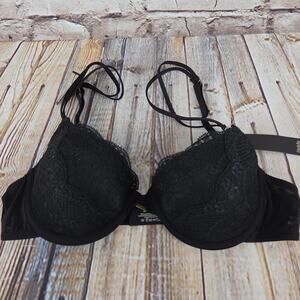 BeMe Bra Size 36C Lace Black Bra NEW Underwire Adjustable Lightly Lined